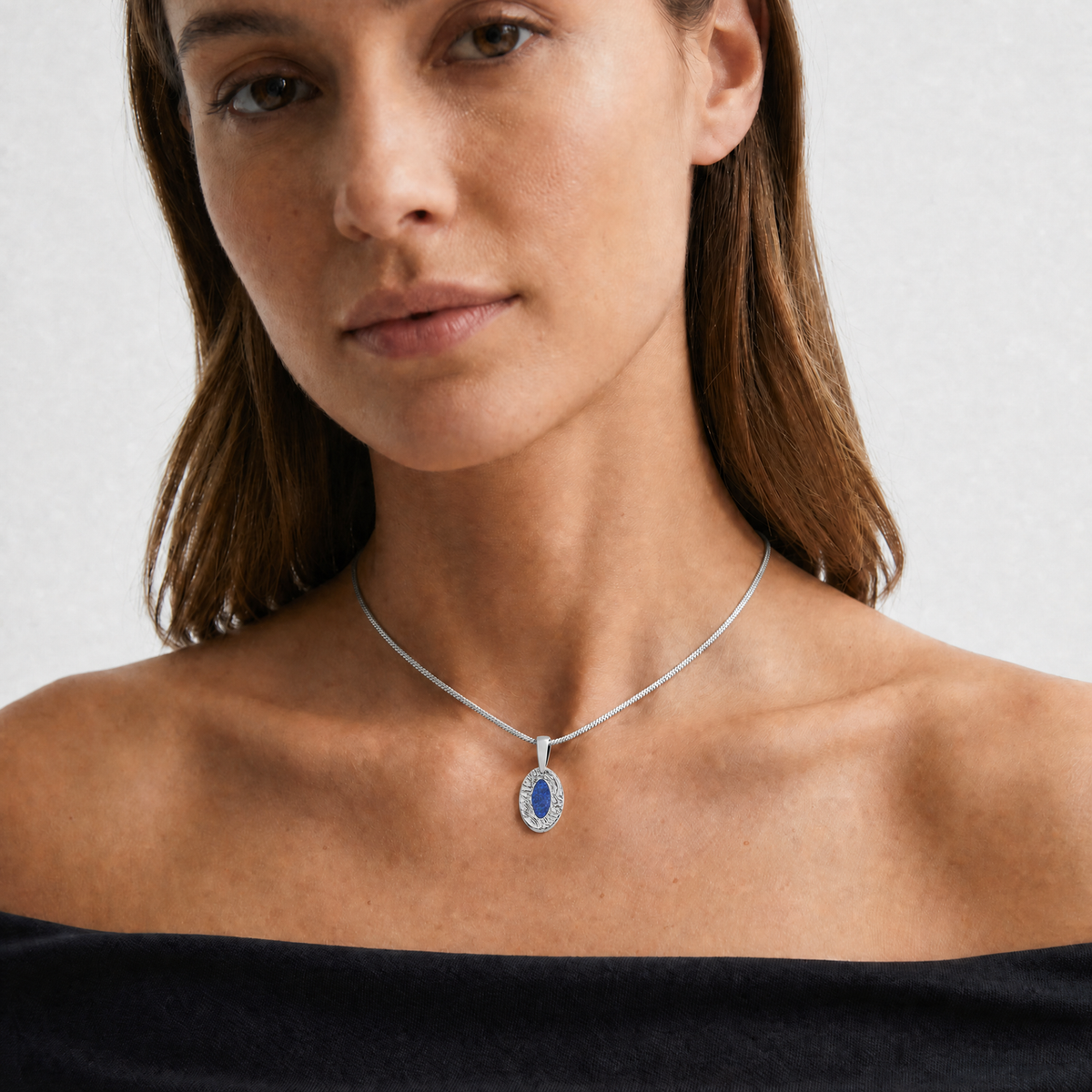 Heartfelt Oval Bronze Finish with Black Flame Opal Ash Resin Jewelry