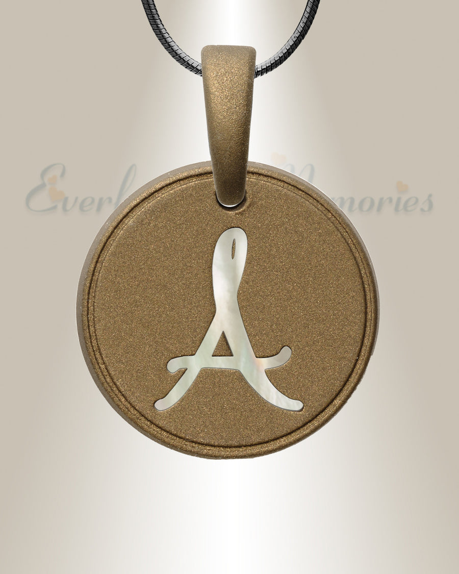 Initial Round Bronze Finish with Cream Ash Resin Jewelry