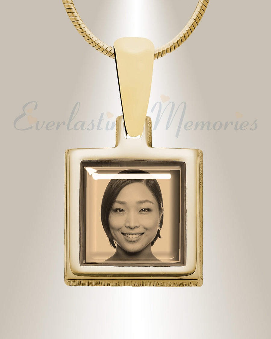 Square 14K Gold Picture Pendant