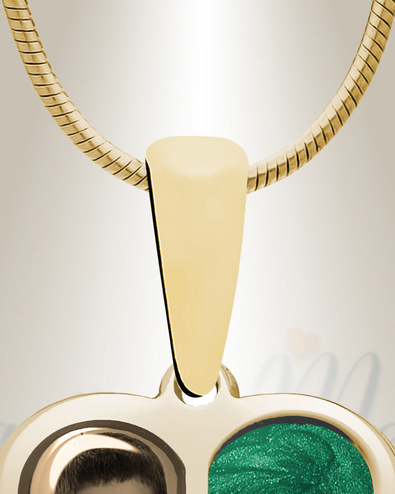 Two Heart 14K Gold Picture Pendant With Fir Ash Resin Jewelry