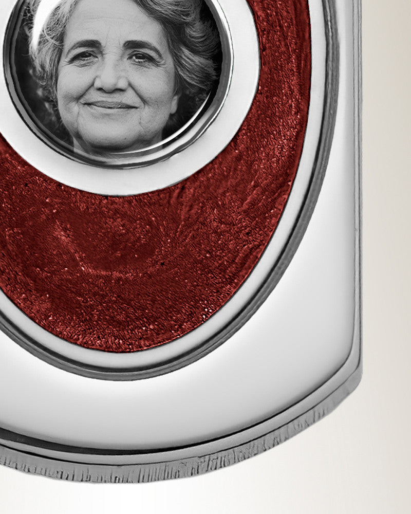 Dog Tag Sterling Silver Picture Pendant With Garnet Ashes