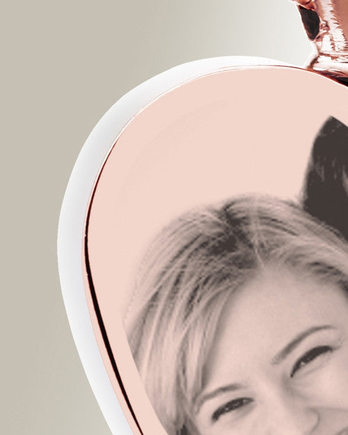 Heart Rose Gold Plated Picture Engraved Ash Pendant