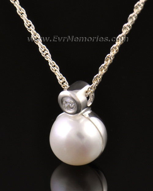 14K White Gold Pearl Cremation Keepsake