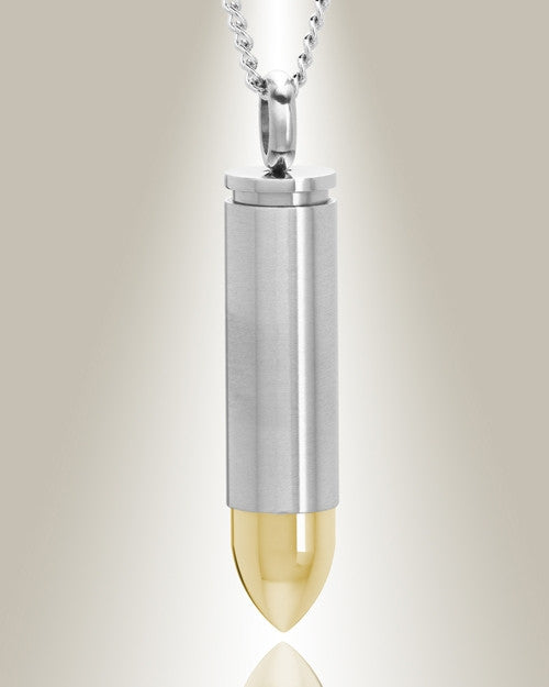 357 Magnum Bullet with Gold Tip Cremation Keepsake