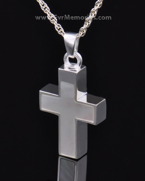 Sterling Silver Pearly Cross Cremation Urn Keepsake