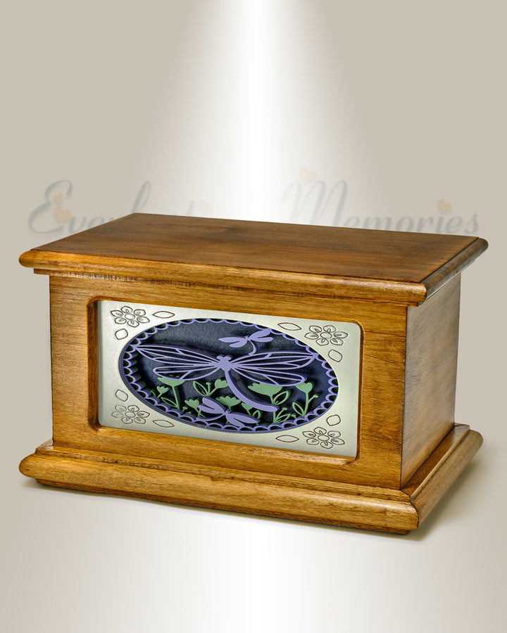 Dragonflies Wood Cremation Urn