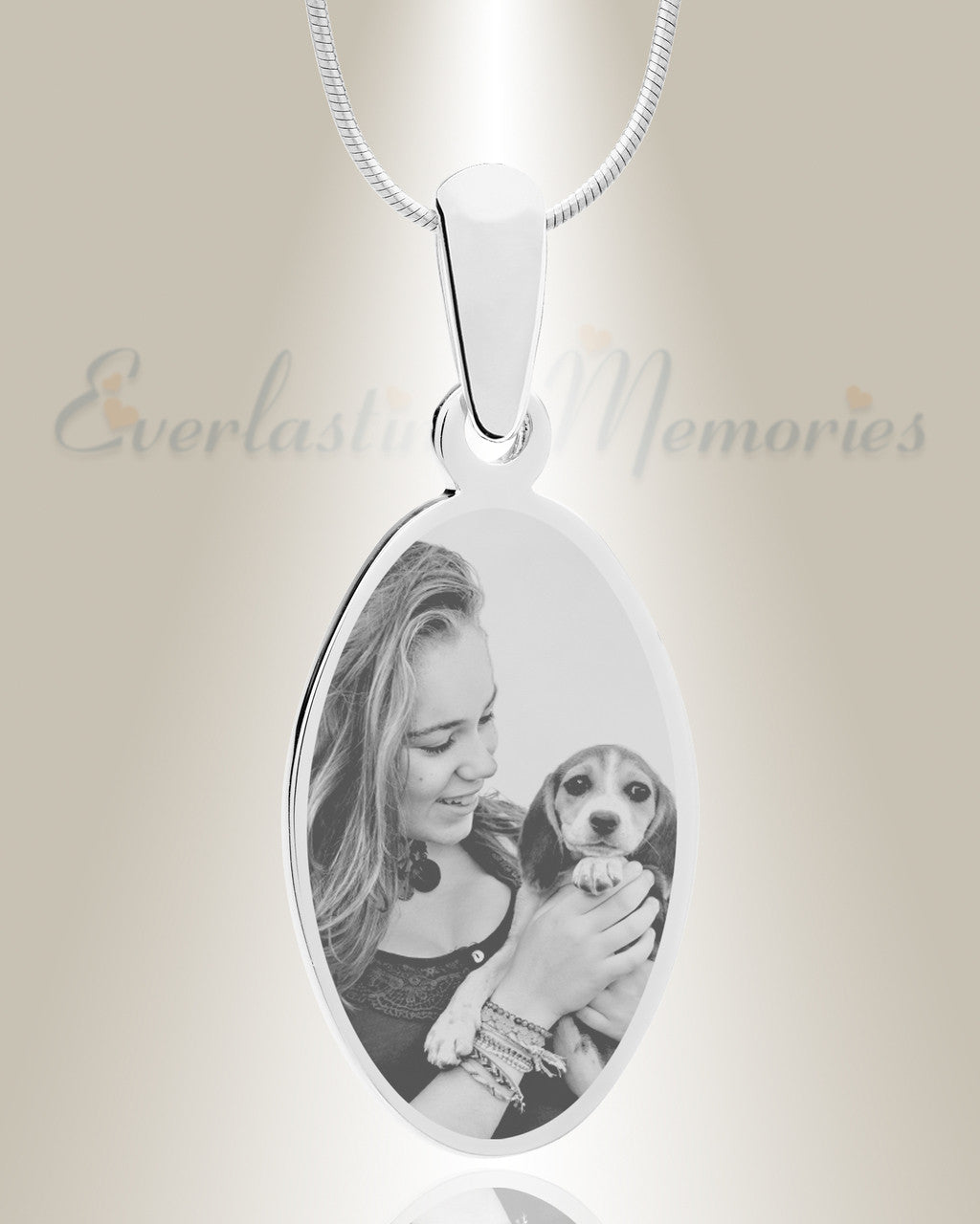 Oval Photo Engraved Stainless Pet Keepsake