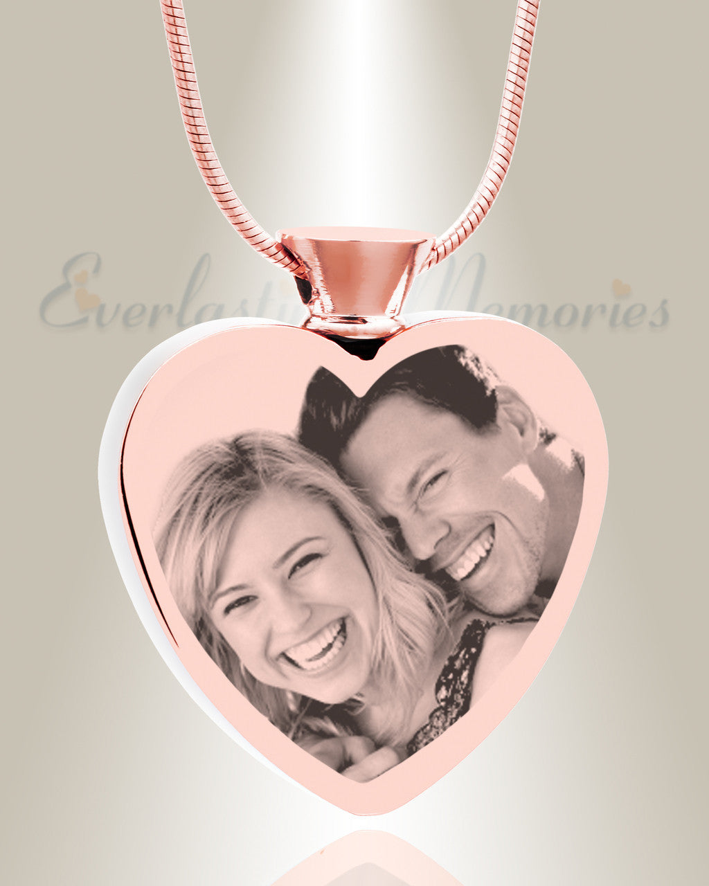 Heart Rose Gold Plated Picture Engraved Ash Pendant