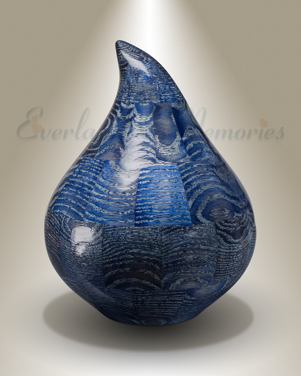 Large Blue Teardrop Urn