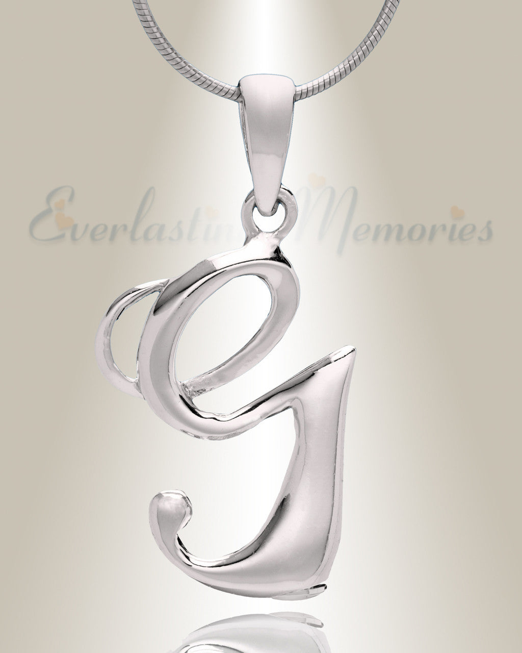 Silver "G" Initial Cremation Jewelry