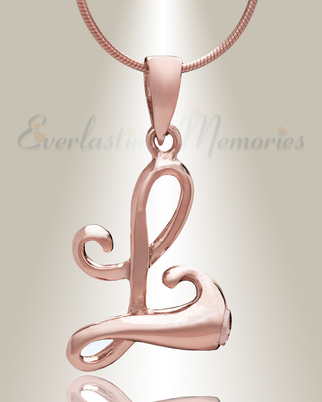 Rose Gold "L" Initial Cremation Jewelry