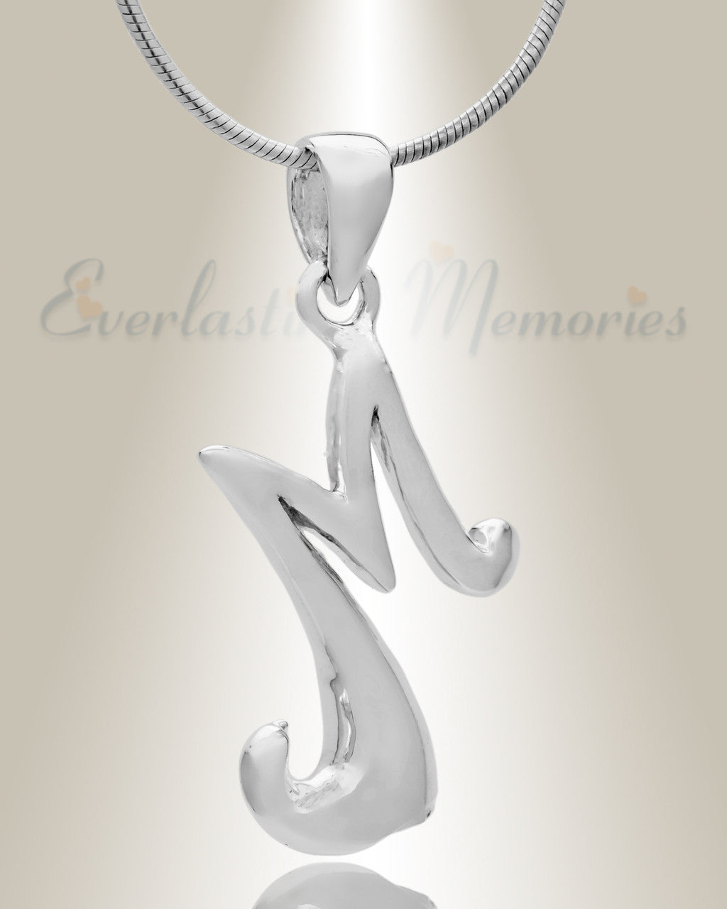 Silver "M" Initial Cremation Jewelry
