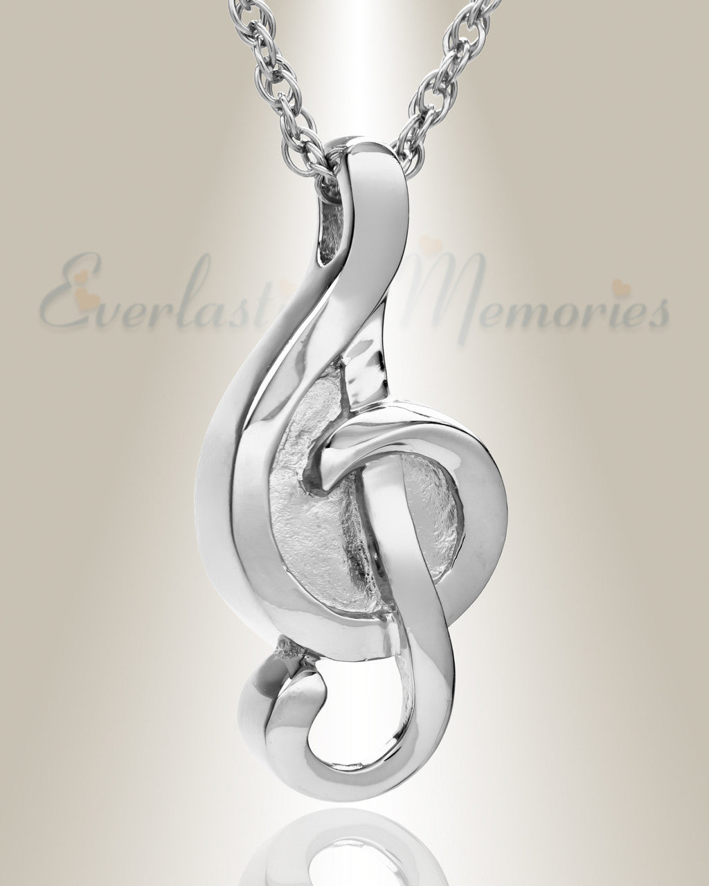 14k White Gold Harmonious Music Note Memorial Locket