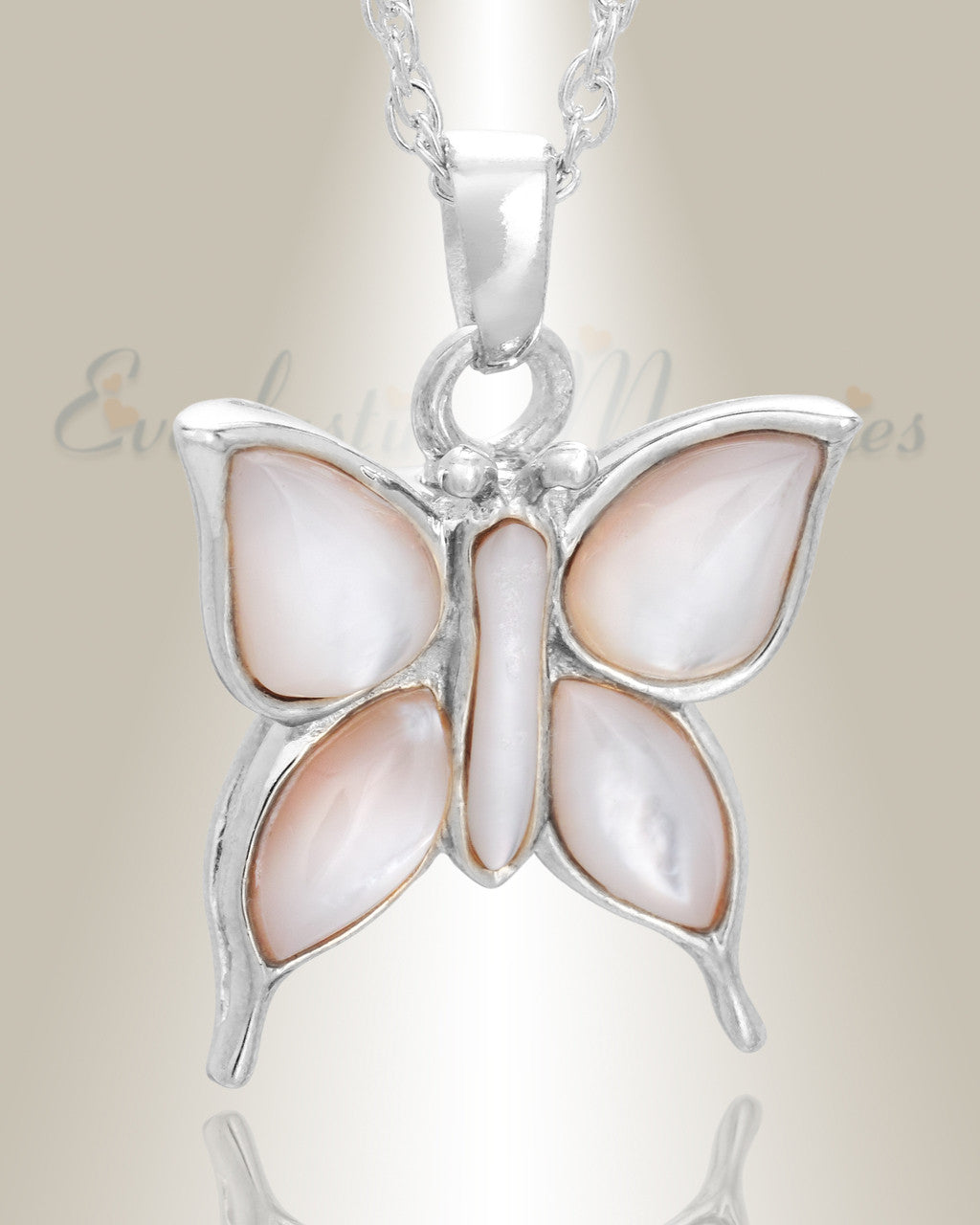14K White Gold Dewy Butterfly Memorial Locket
