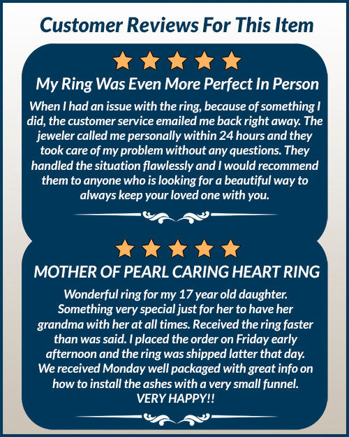 Women's Silver Mother of Pearl Caring Heart Cremation Ring
