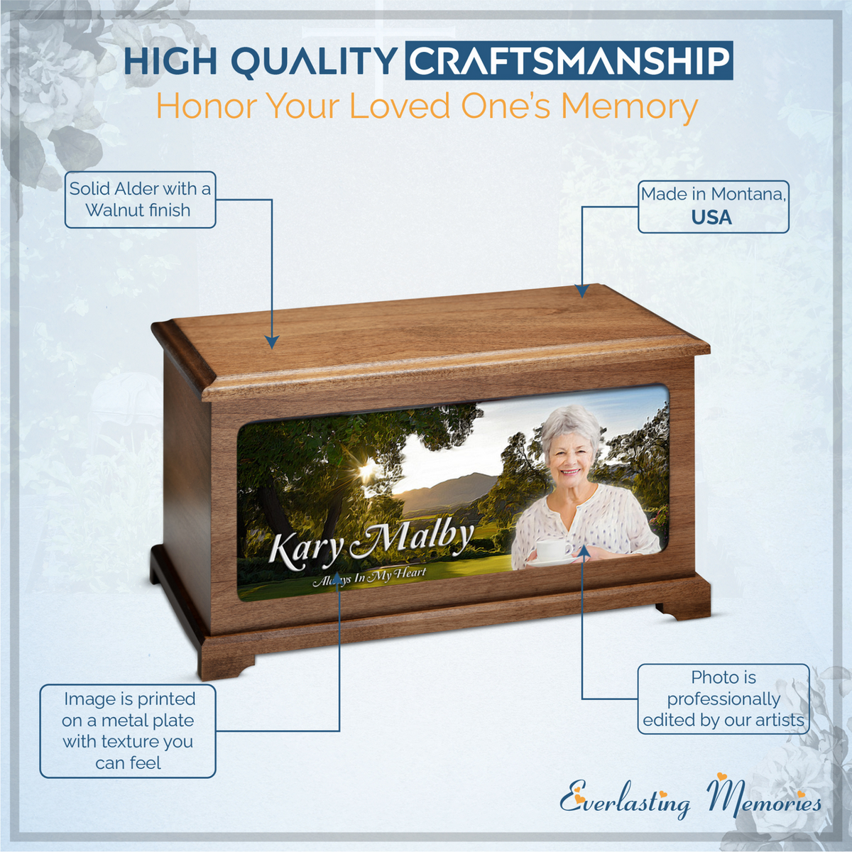 Country Garden Picture Urn For Ashes