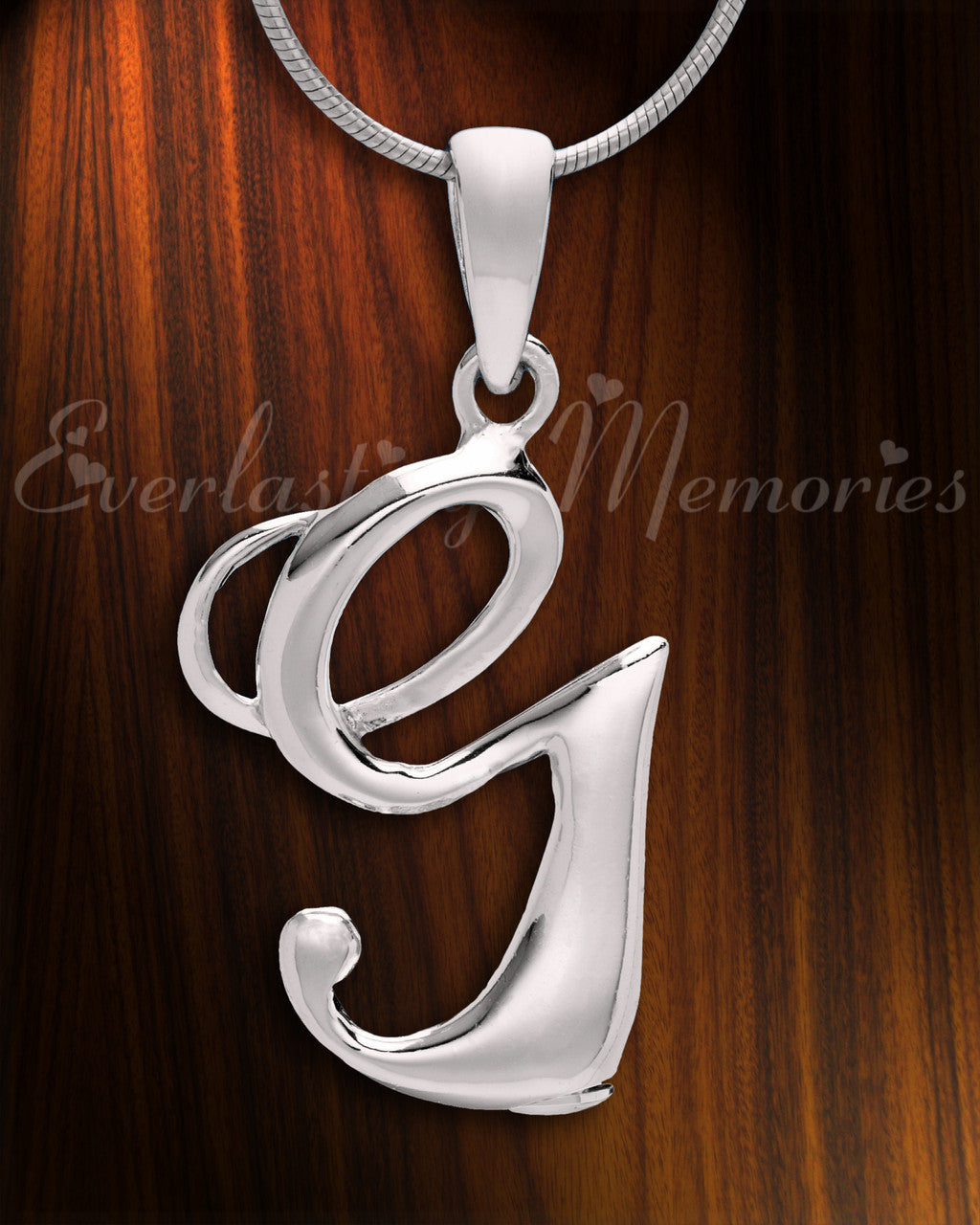 Silver "G" Initial Cremation Jewelry