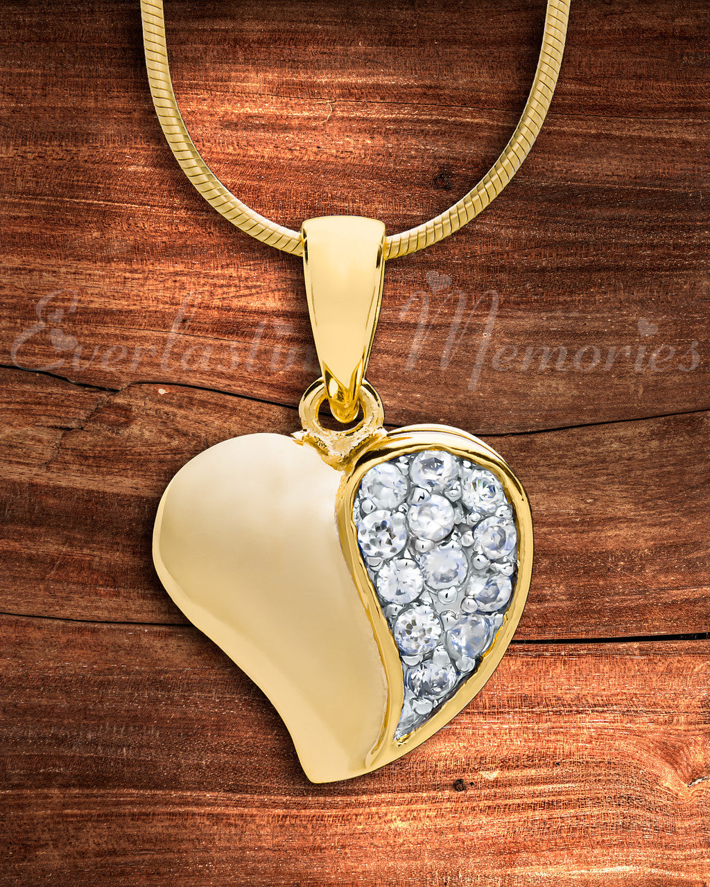 Gold Plated Cordial Heart Cremation Jewelry