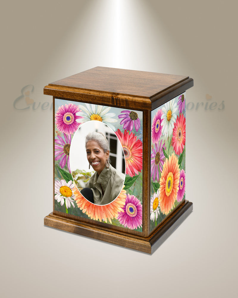 Daisy Wood Photo Cremation Urn