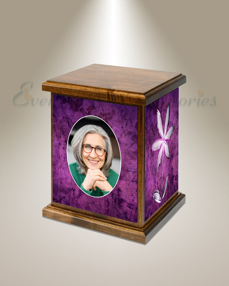 Purple Wood Photo Cremation Urn