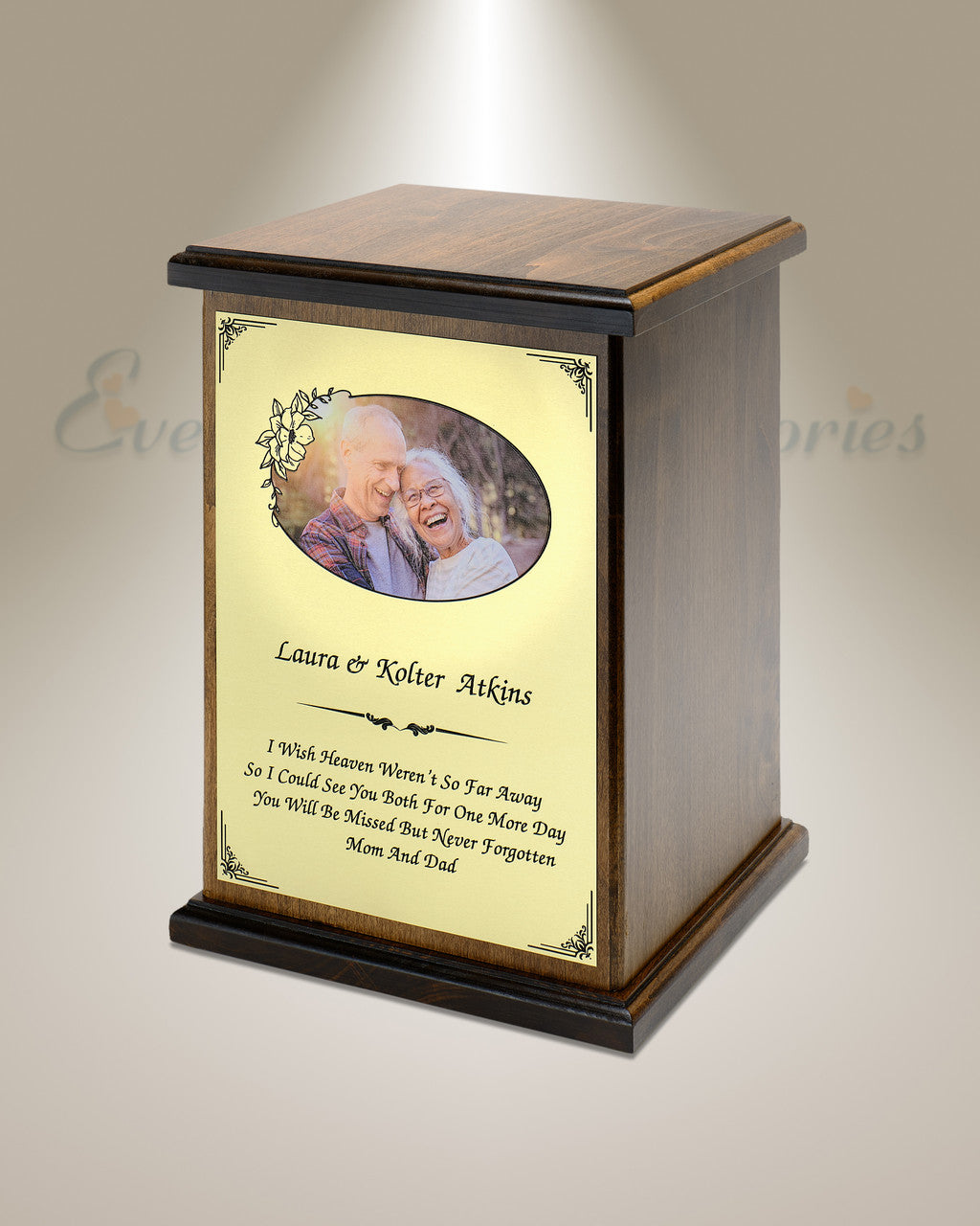 Couples Wood Photo Cremation Urn
