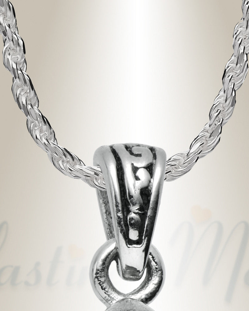 Stainless Steel Ornamental Teardrop with Green Stone Pendant Keepsake