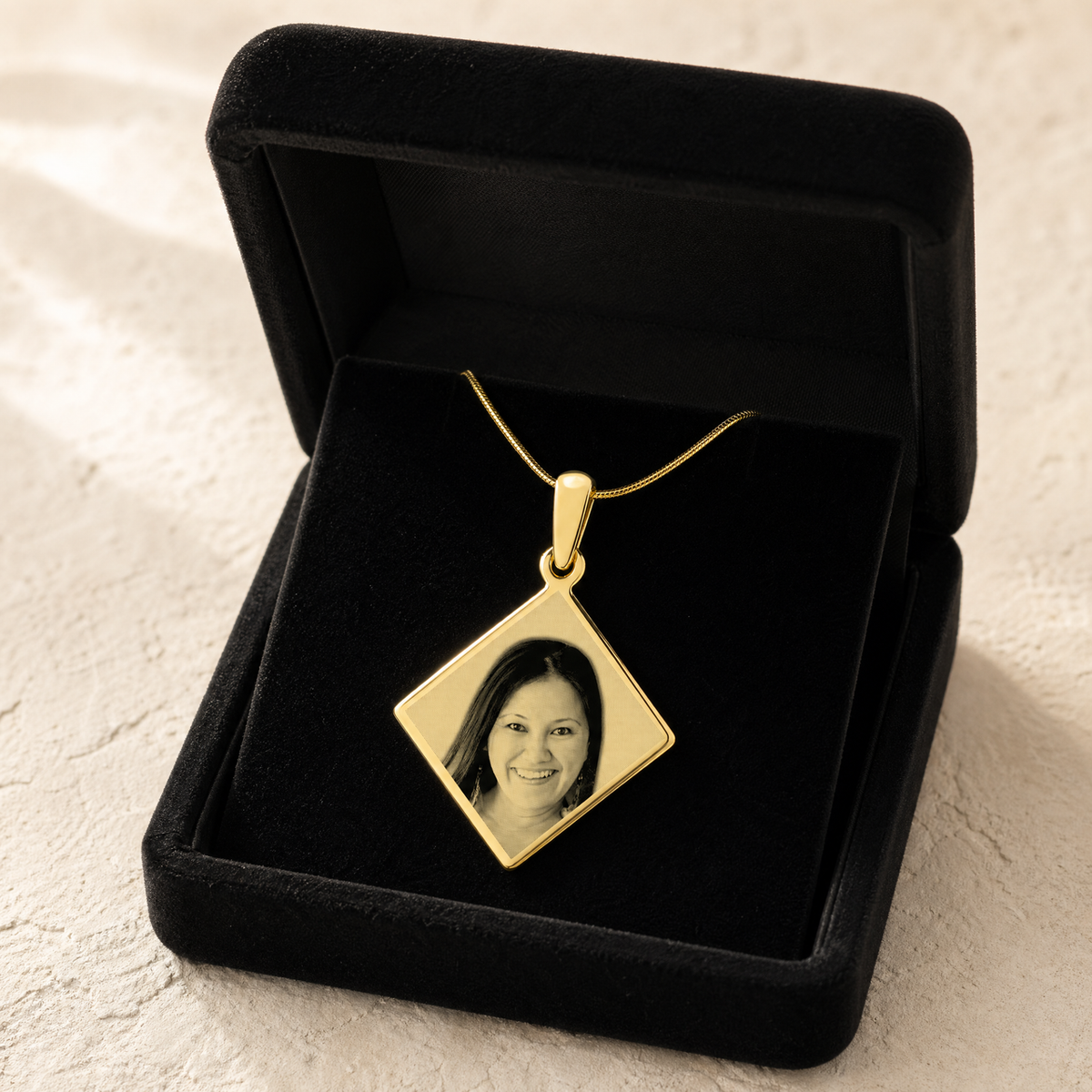 Diamond Photo Engraved Gold Plated over Stainless Keepsake