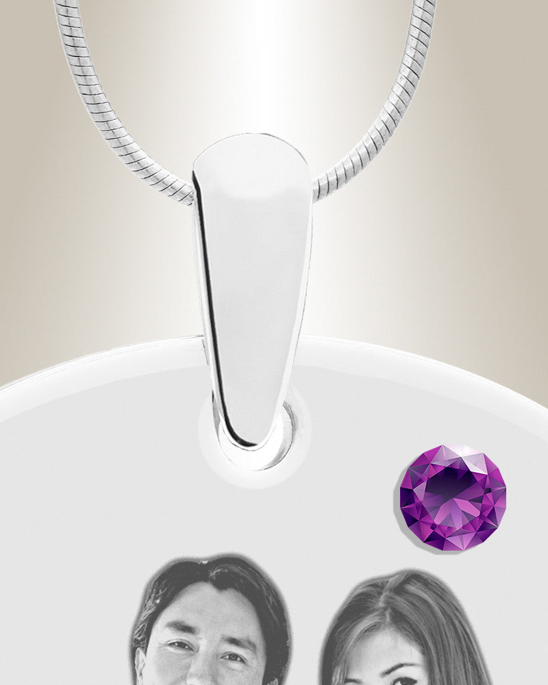 Birthstone Large Dog Tag February Photo Engraved Stainless Keepsake