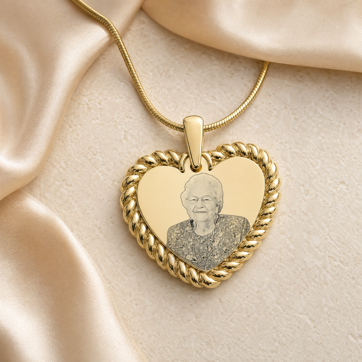 Gold Plated over Stainless Portrait Photo Heart Pendant