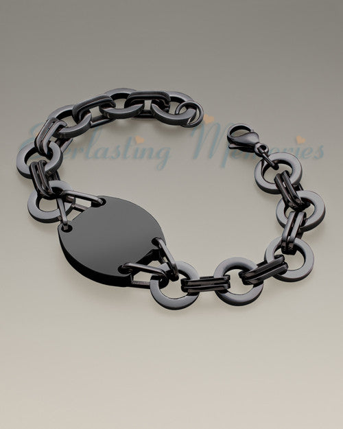 Black on Black Plated Stainless Valiant Bracelet Cremation Jewelry
