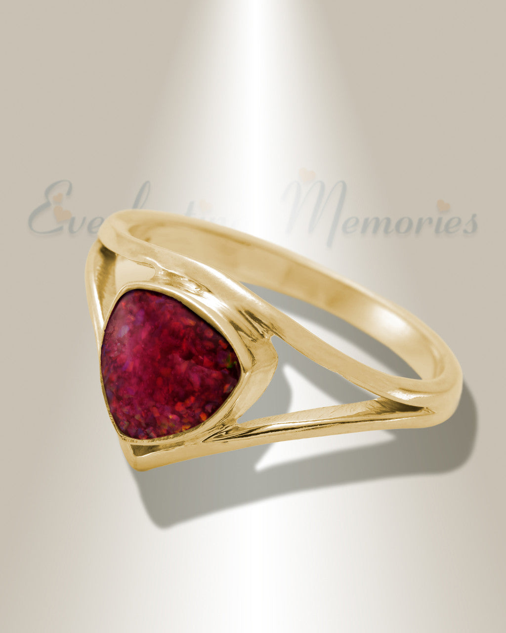 Solid 14K Gold Women's Willowbrook Ash Ring with Scarlet Pearl Opal