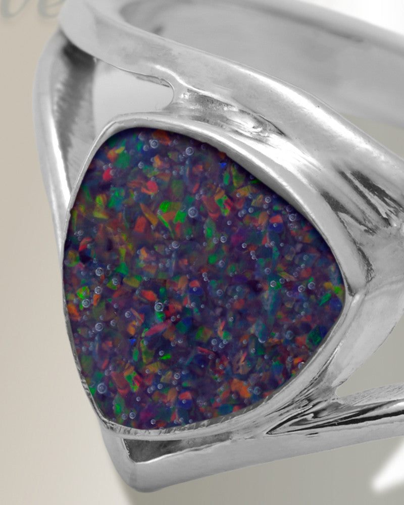 Women's Sterling Silver Willowbrook Ash Ring with Black Flame Opal