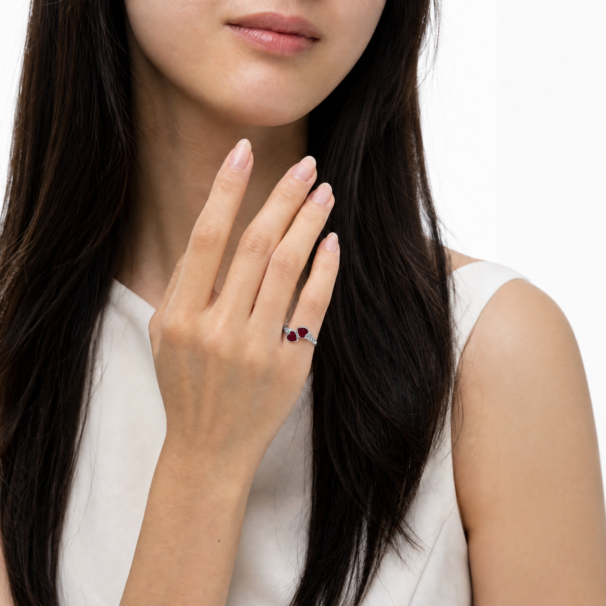 Women's Sterling Silver Rosalia Ash Ring with Scarlet Pearl Opal