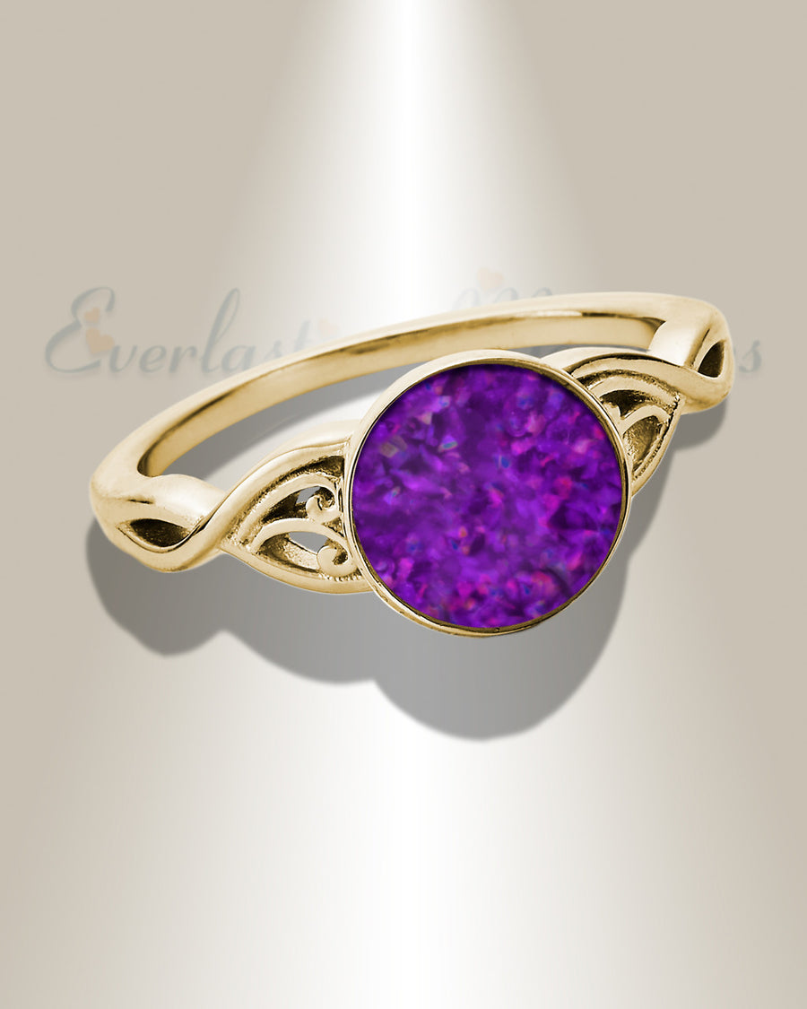 Solid 14K Gold Women's Katina Ash Ring with Lilac Pearl Opal