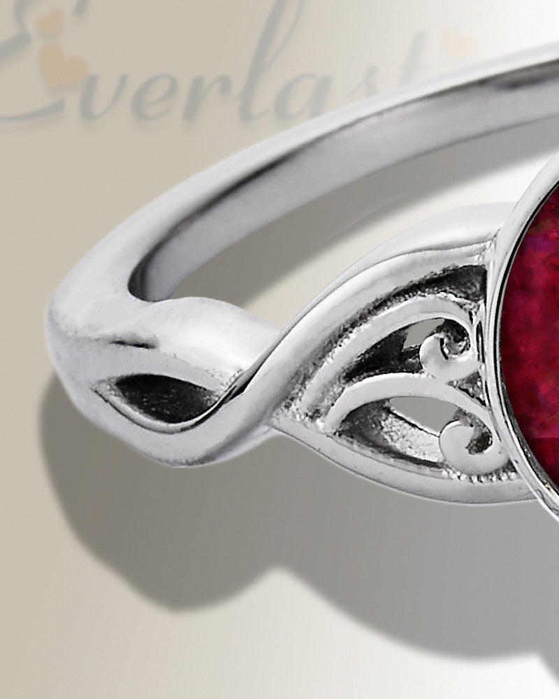 Women's Sterling Silver Katina Ash Ring with Scarlet Pearl Opal