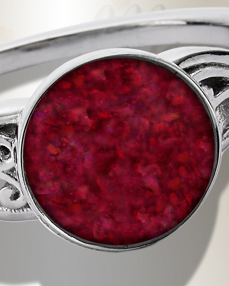 Women's Sterling Silver Katina Ash Ring with Scarlet Pearl Opal