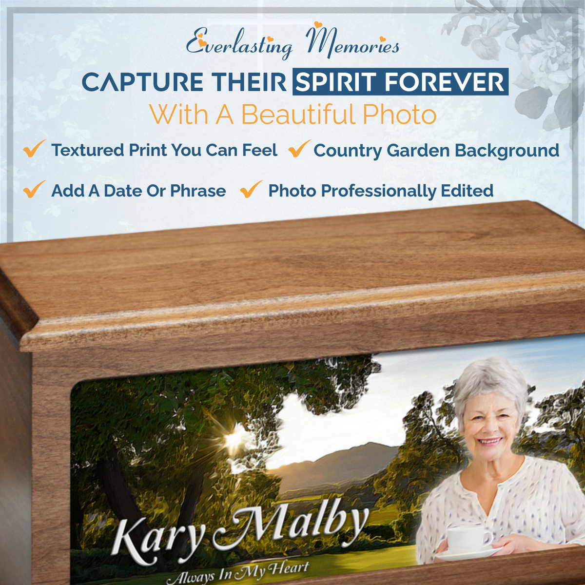 Country Garden Picture Urn For Ashes
