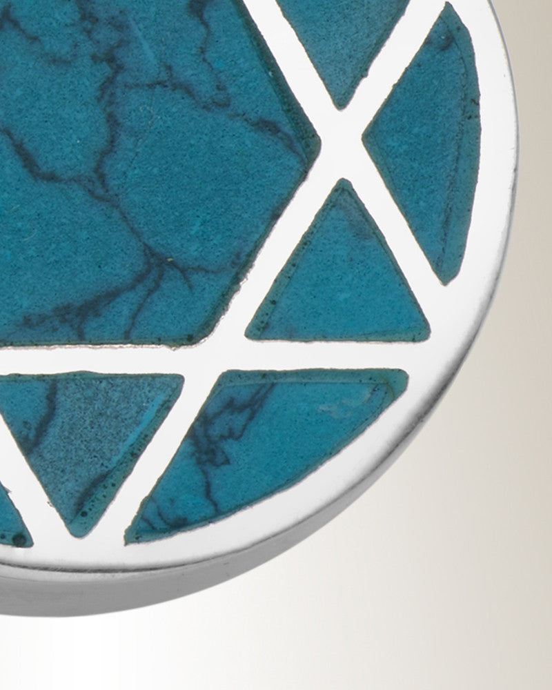 Silver Star Of David With Turquoise Inlay Cremation Urn Pendant