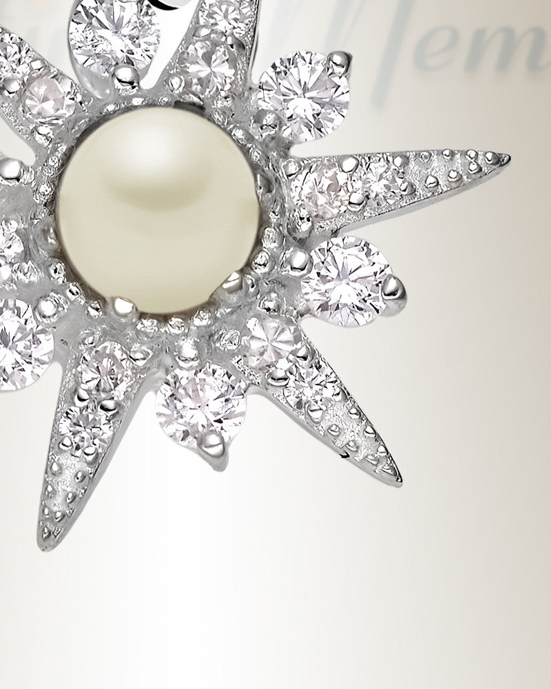 Sterling Silver Shimmering Pearled Star Cremation Urn Pendant