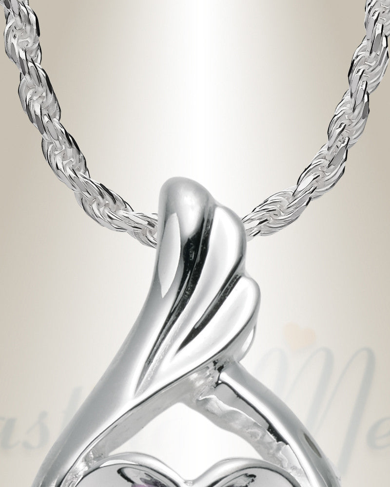 Sterling Silver Pink Tucked In Your Heart Cremation Urn Pendant
