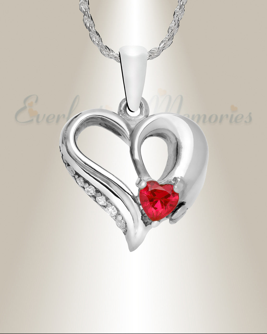 Sterling Silver Kennedy Heart Cremation Urn Pendant