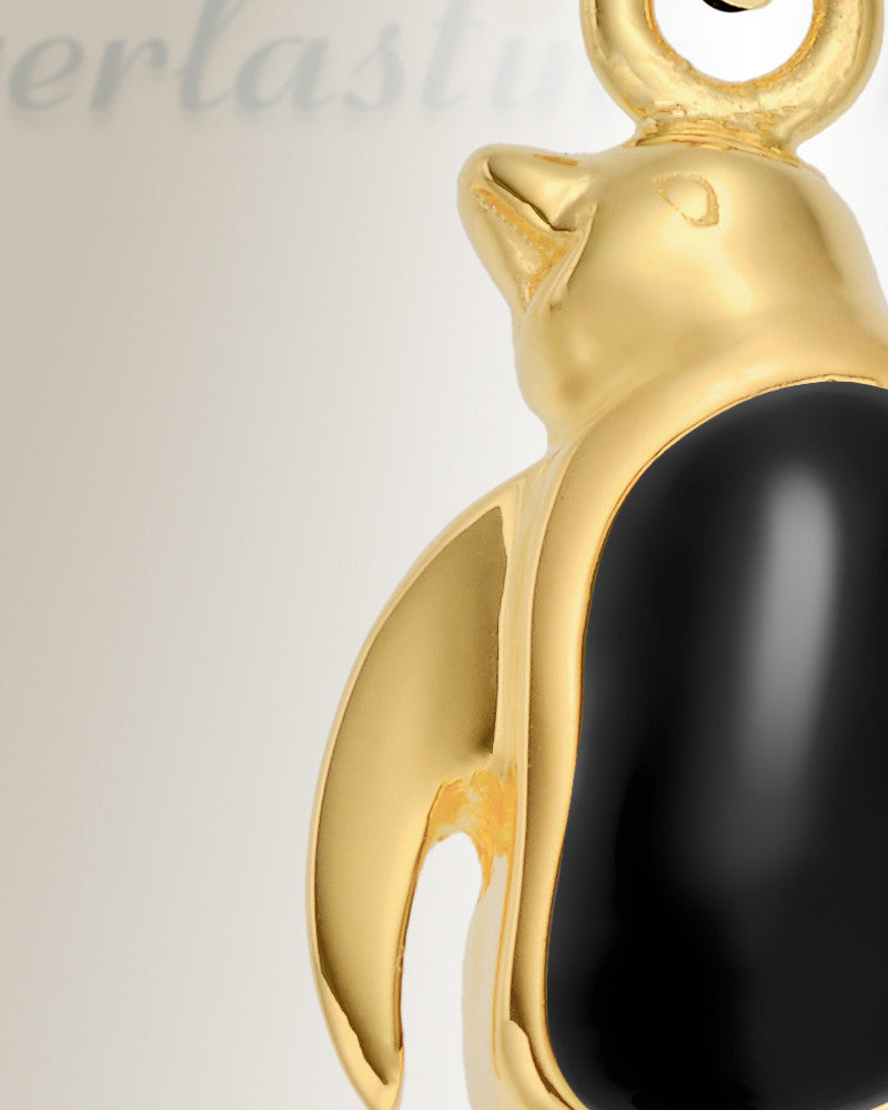 Gold Plated Portly Penguin Cremation Urn Pendant