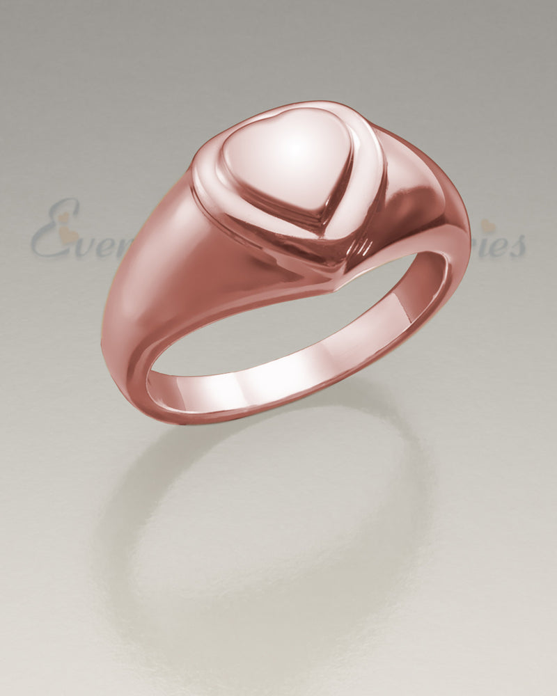 Women's 14K Rose Gold Forever Love Heart Cremation Ring
