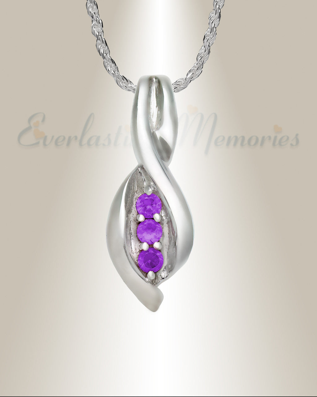 Sterling Silver Wrapped in Love With Purple Stones Memorial Locket