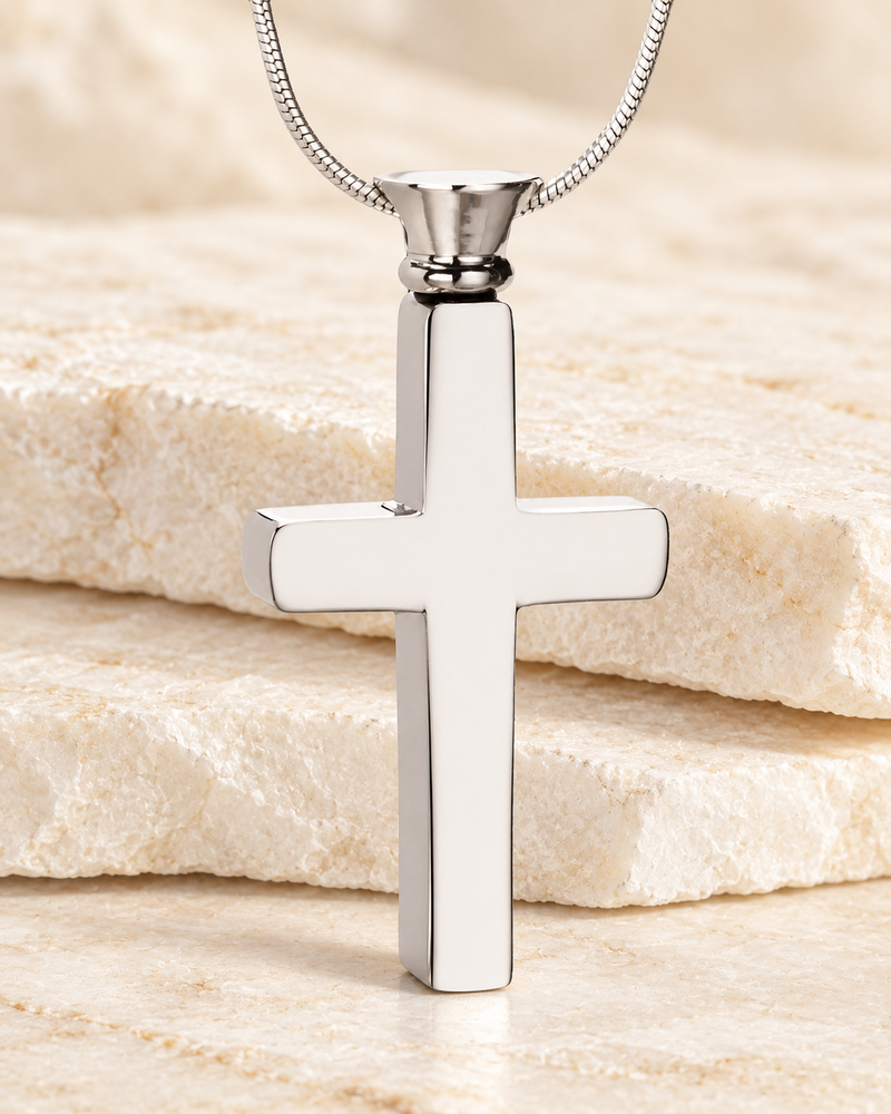 Forever Collection Silver Remembrance Cross Locket Necklace
