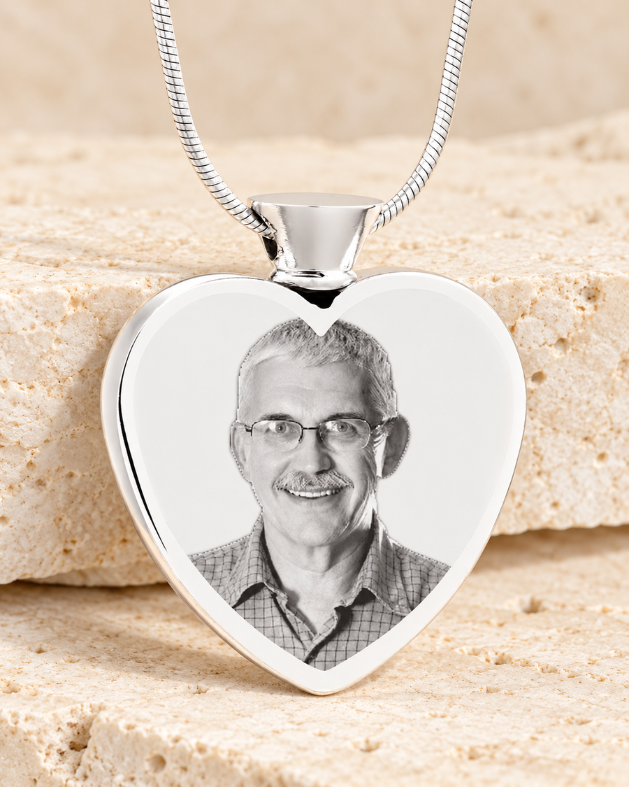 Heart Stainless Steel Picture Engraved Ash Pendant