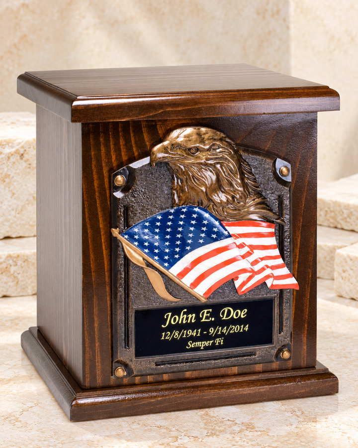 American Flag and Eagle Cremation Urn