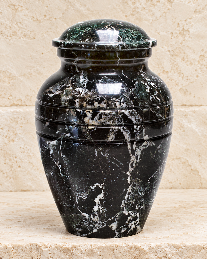 Black Grain Marble Cremation Urn
