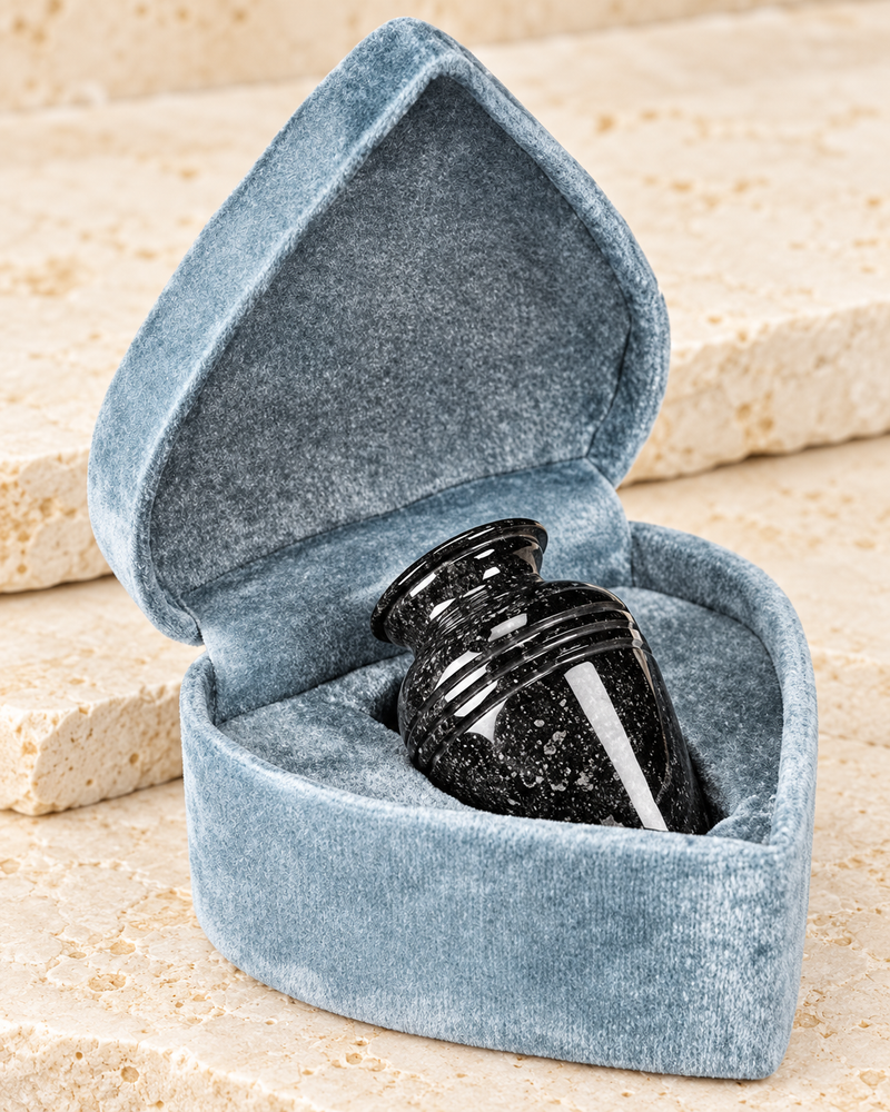 Black Grain Marble Keepsake Urn