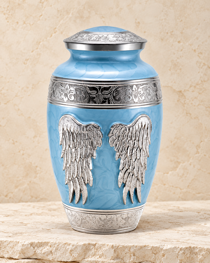 Blue Angel Wings Individual Cremation Urn